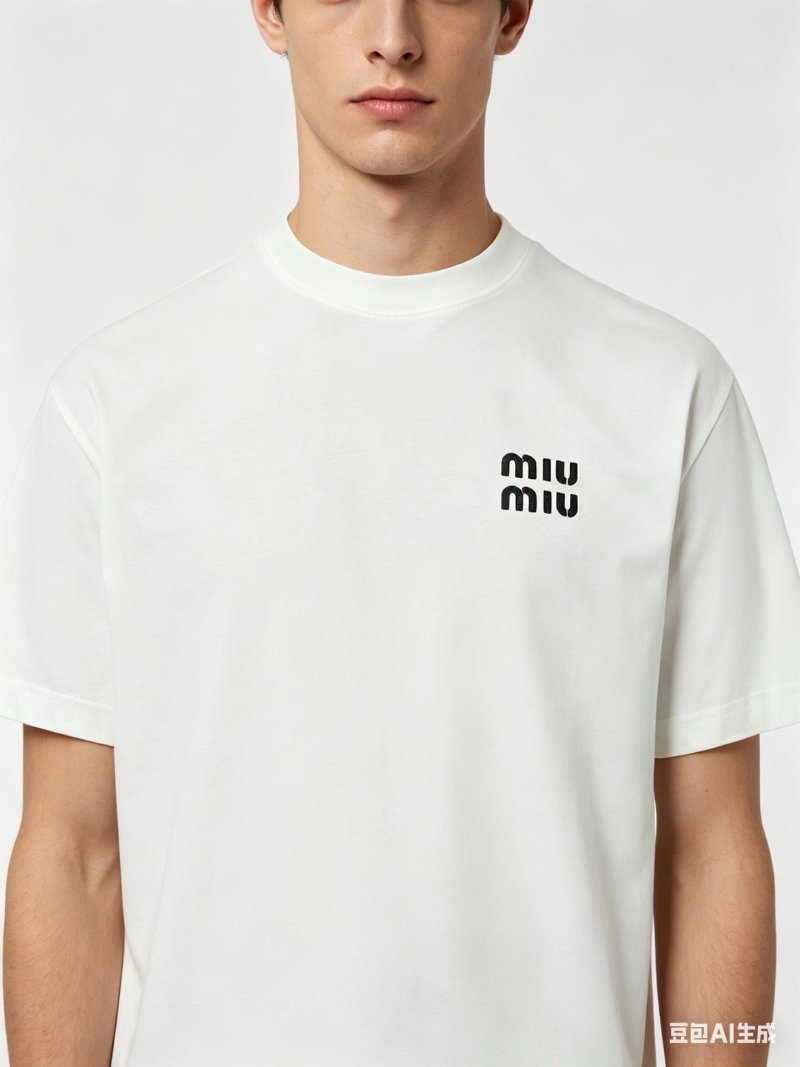 Miu Miu Logo White Short Sleeve T-Shirt view