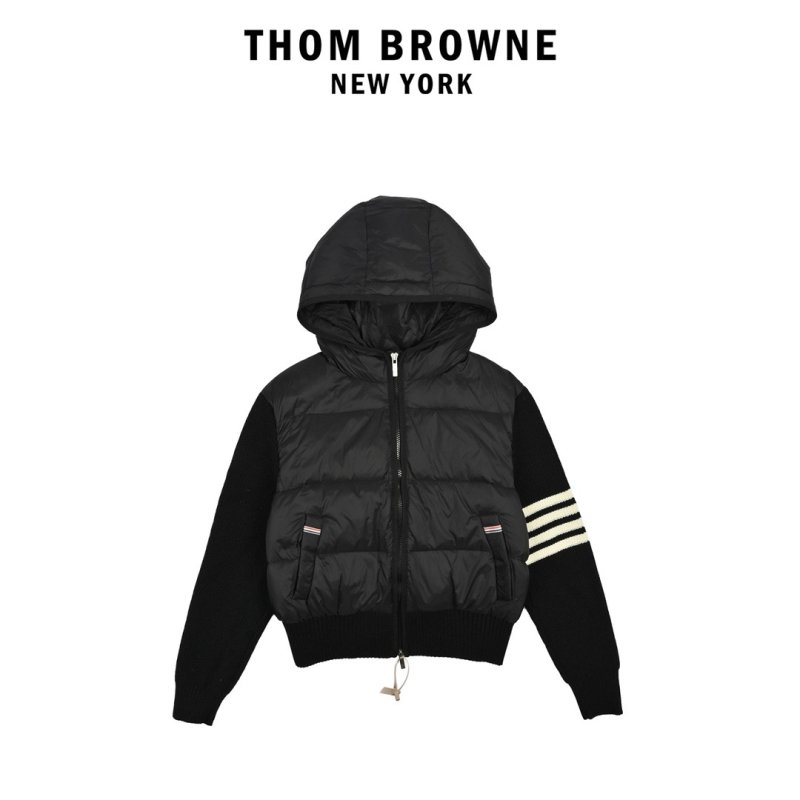 Thom Browne Four-Stripe Knit Puffer Jacket Black