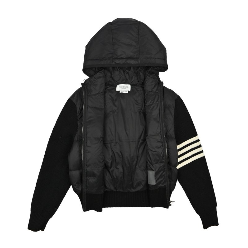 Thom Browne Four-Stripe Knit Puffer Jacket Black view