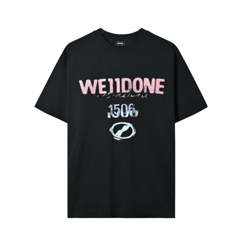Black Oversized Graphic T-Shirt with Red Stripe Sleeves view