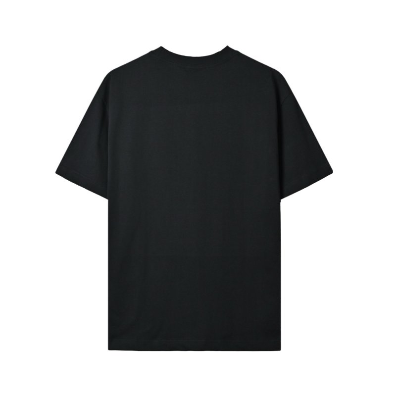 Black Oversized Graphic T-Shirt with Red Stripe Sleeves view