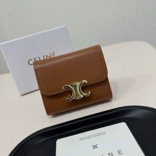 Celine Triomphe Short Wallet Tan