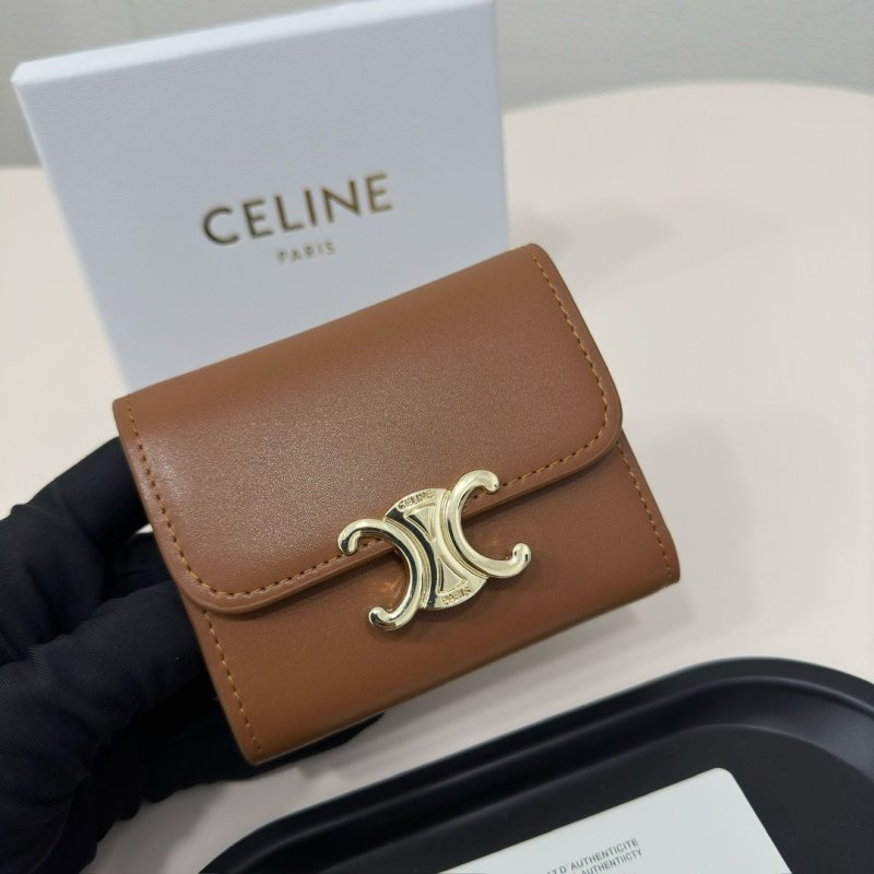 Celine Triomphe Short Wallet Tan view