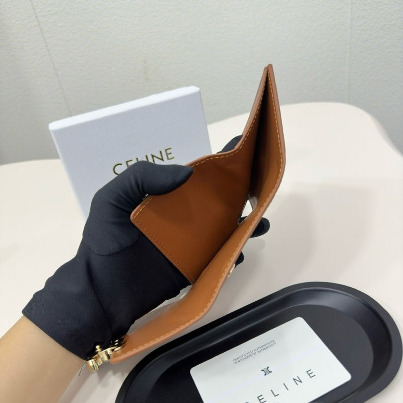 Celine Triomphe Short Wallet Tan view