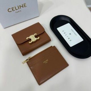 Celine Triomphe Short Wallet Tan view 9