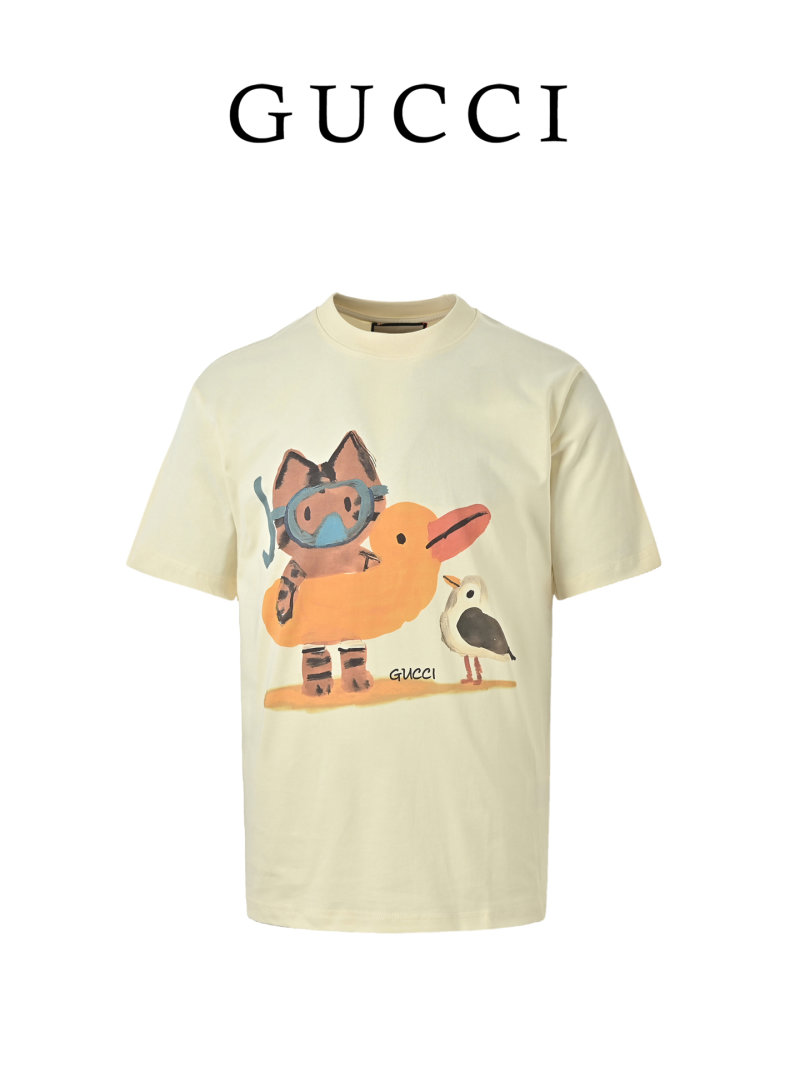 Gucci Cream Animals Graphic T-Shirt
