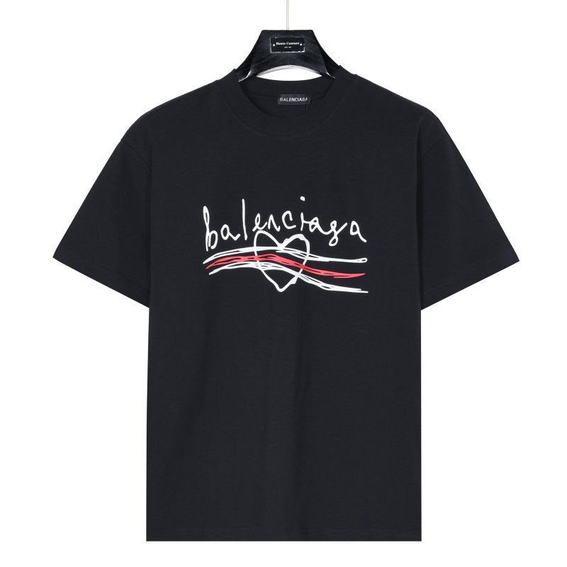 Balenciaga Black Logo T-Shirt with Red Accent view