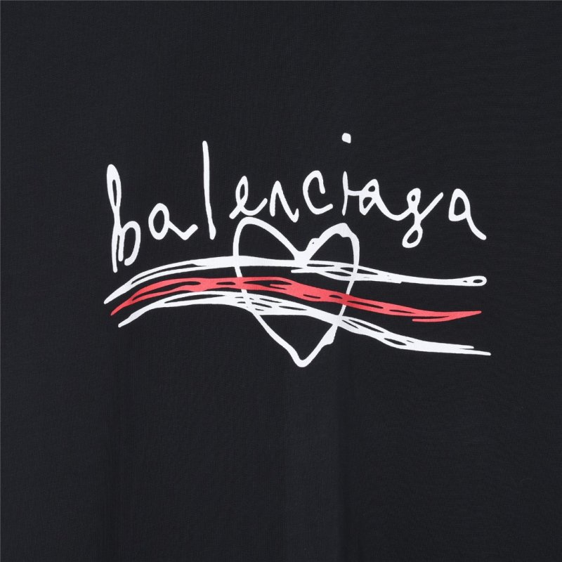 Balenciaga Black Logo T-Shirt with Red Accent view