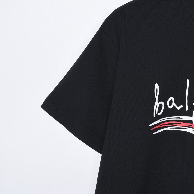 Balenciaga Black Logo T-Shirt with Red Accent view