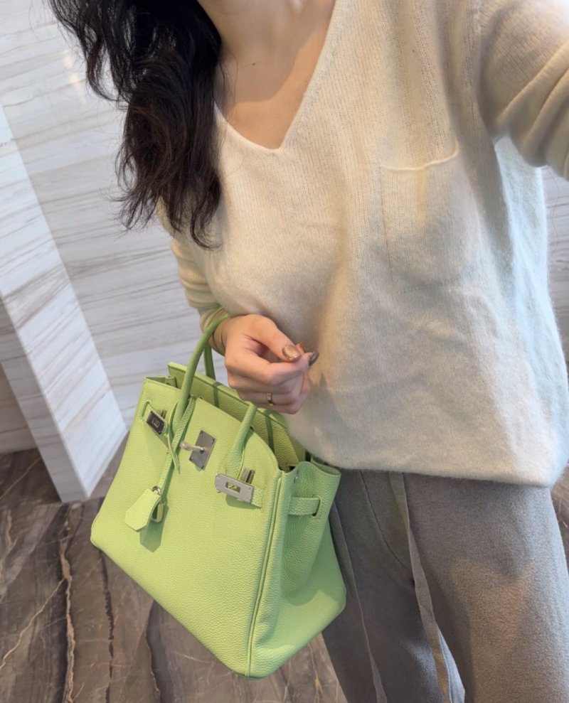 Hermès Birkin Inspired Lime Green Tote Bag view