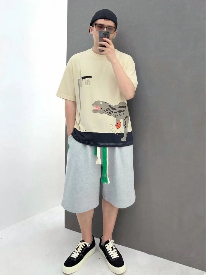 Cream Oversized Graphic T-Shirt with Abstract Animal Print view