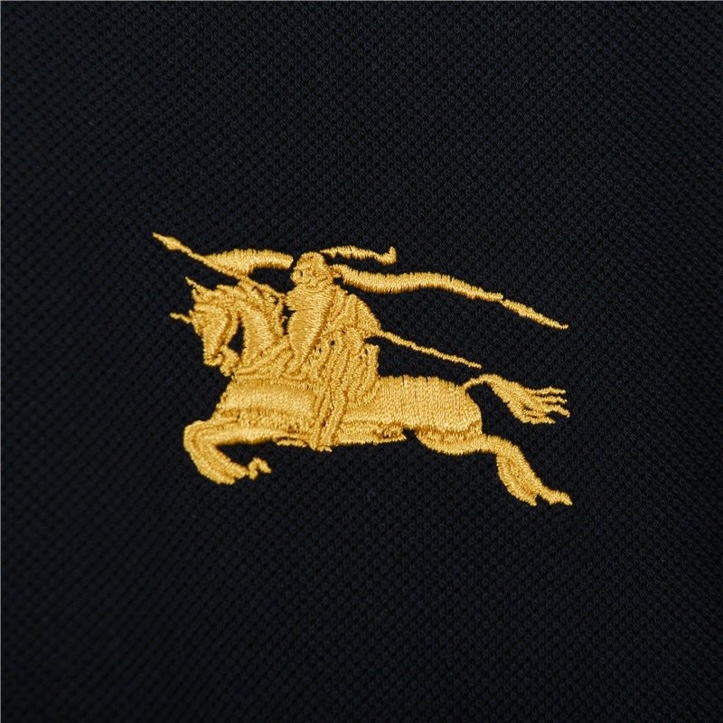 Burberry Black Polo T-Shirt with Gold Crest view