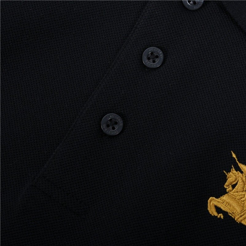 Burberry Black Polo T-Shirt with Gold Crest view