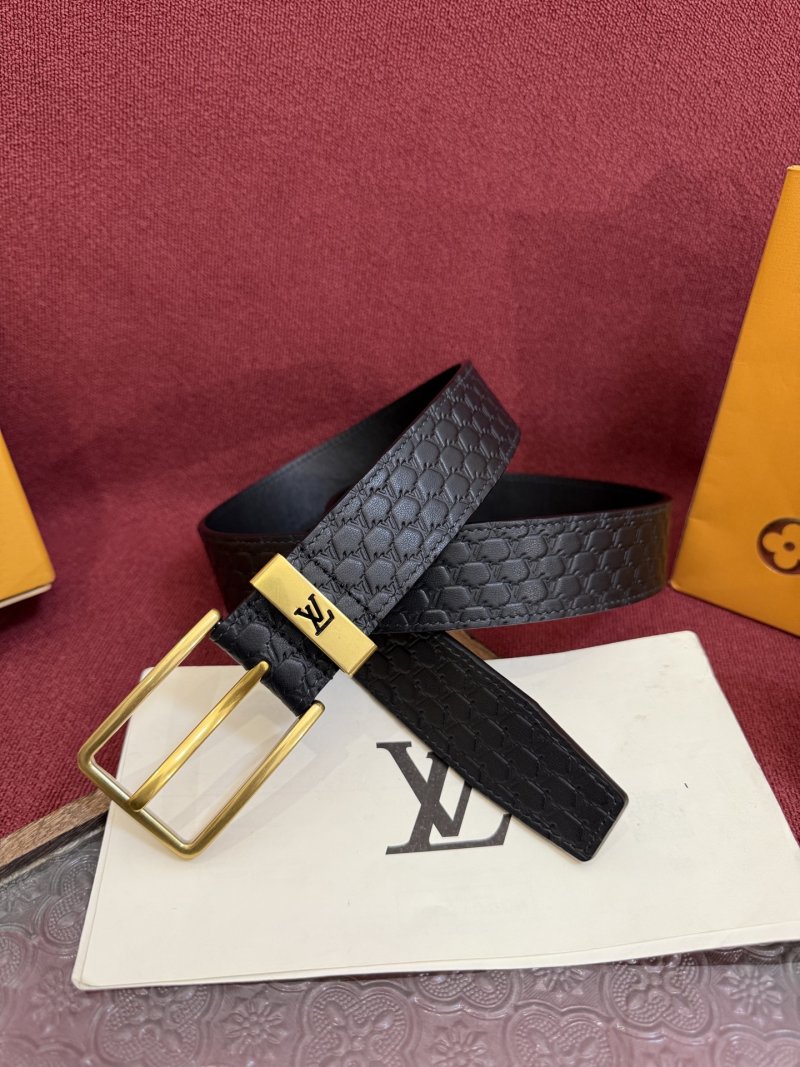 Louis Vuitton Monogram Embossed Leather Belt Black Gold