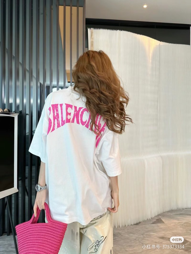 Balenciaga Paris Eiffel Tower Sunset Beach Print T-Shirt White view
