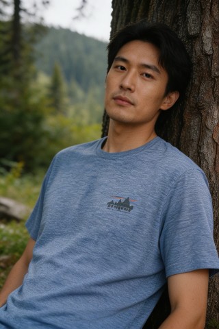 Blue Heather Mountain Graphic Short Sleeve T-Shirt