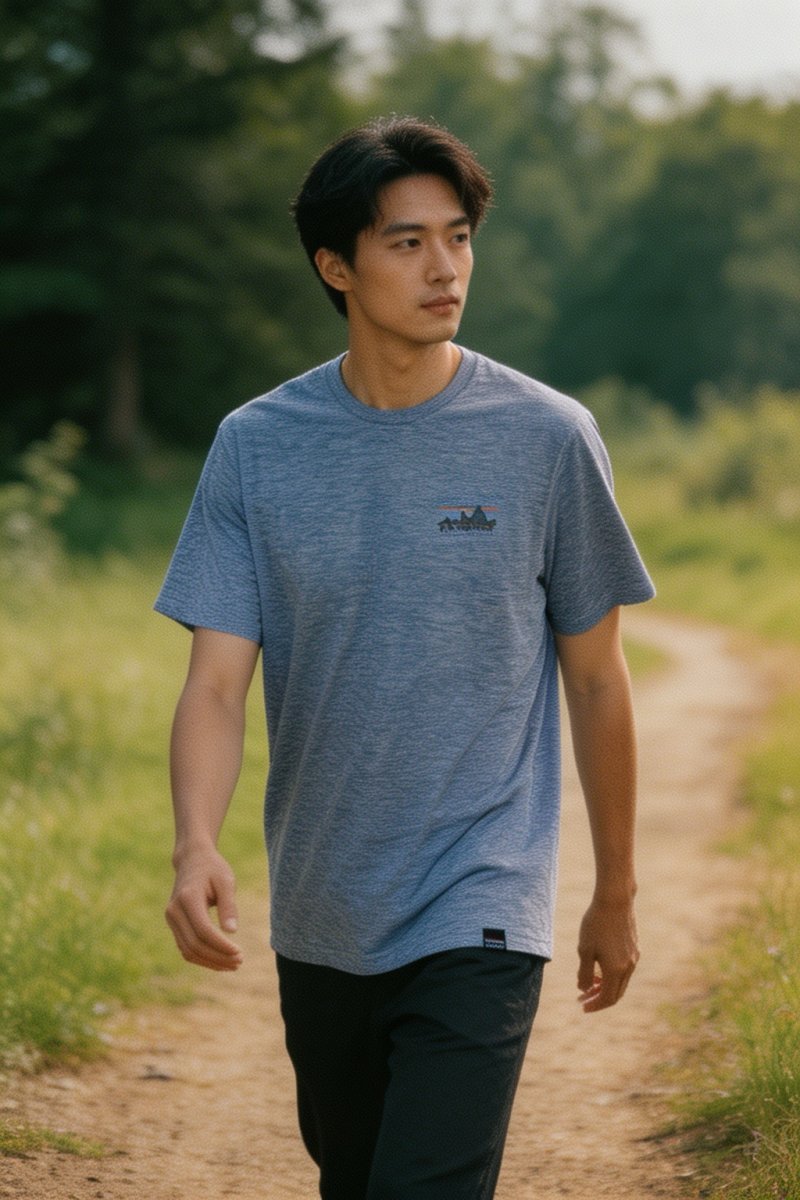 Blue Heather Mountain Graphic Short Sleeve T-Shirt view