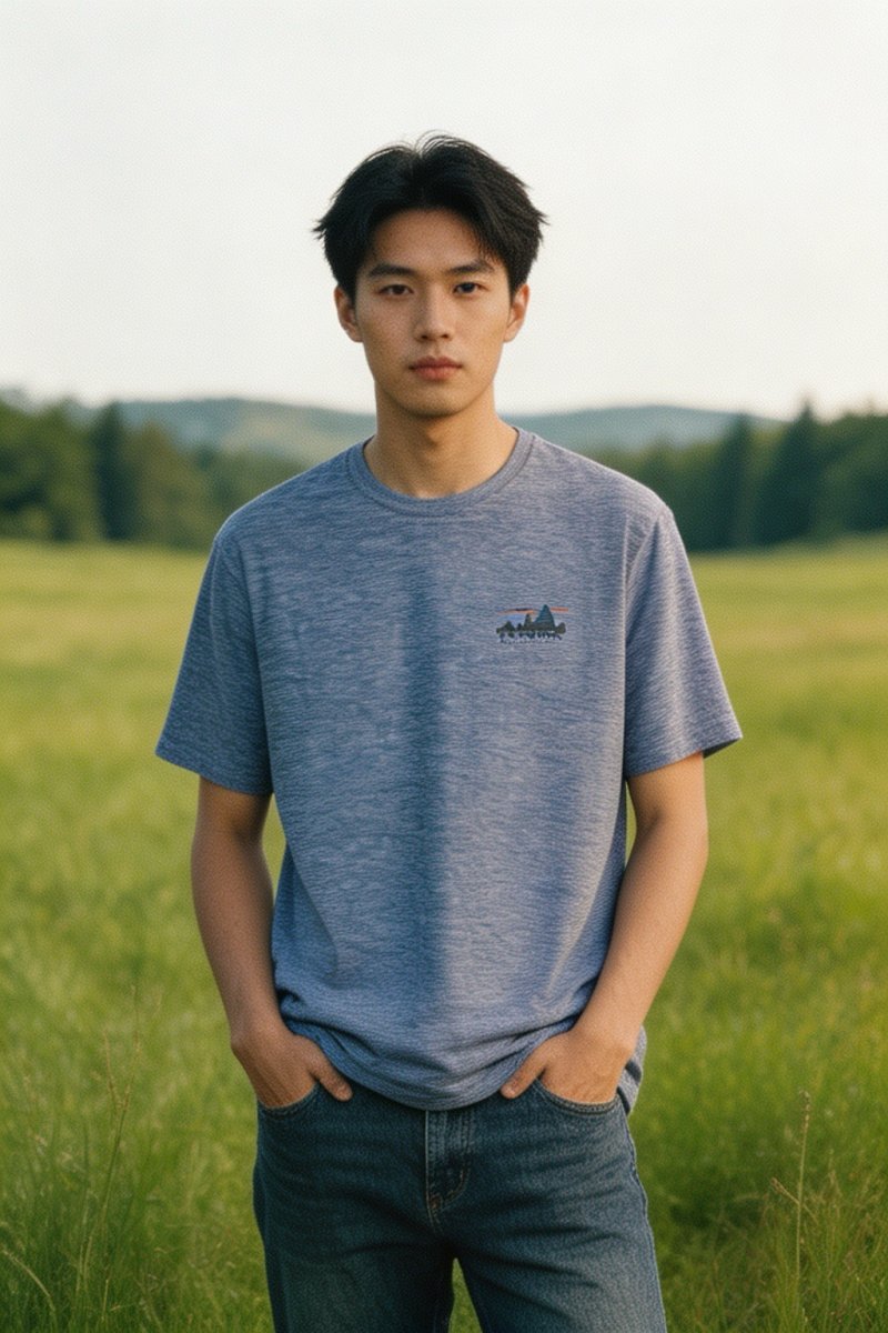 Blue Heather Mountain Graphic Short Sleeve T-Shirt view