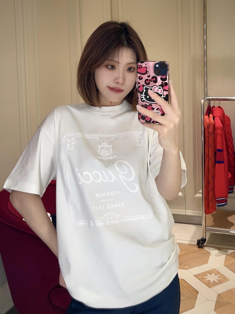 White Graphic Short Sleeve T-Shirt with Ornate Logo Print