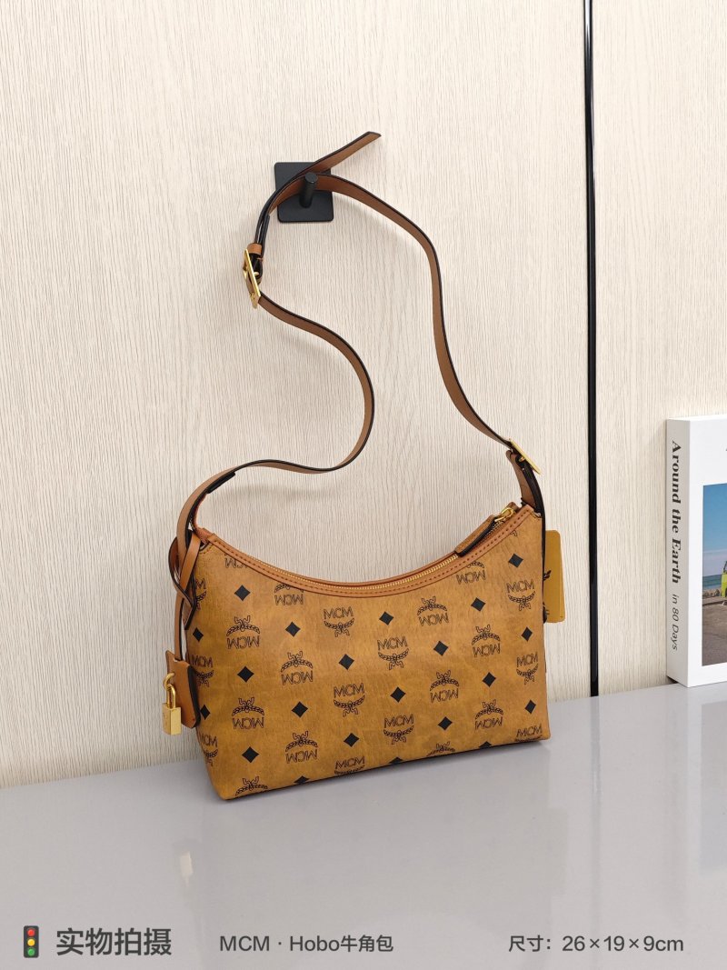 MCM Cognac Monogram Hobo Shoulder Bag