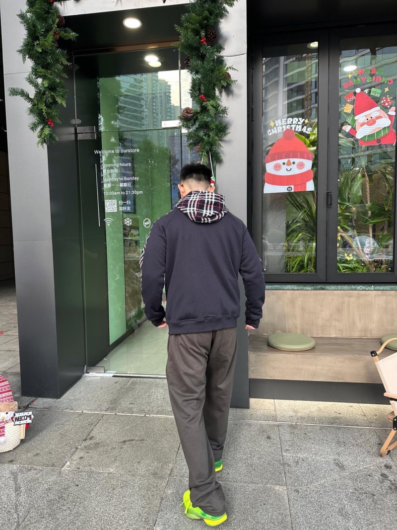 Burberry Black Zip Jacket with Check Sleeves view