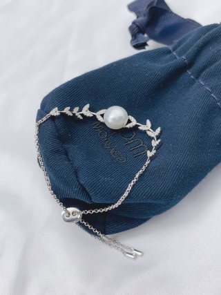 APM Monaco Pearl Wheat Leaf Adjustable Bracelet Silver view 6
