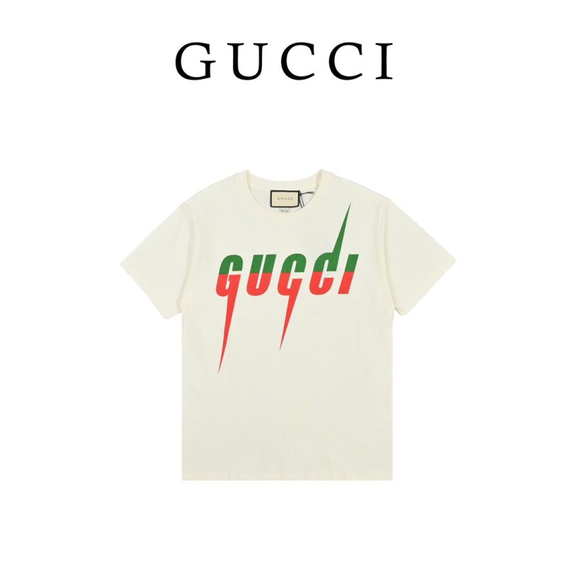 Gucci Logo T-Shirt Cream Red Green view