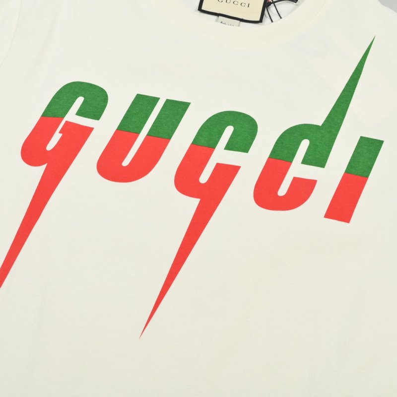 Gucci Logo T-Shirt Cream Red Green view