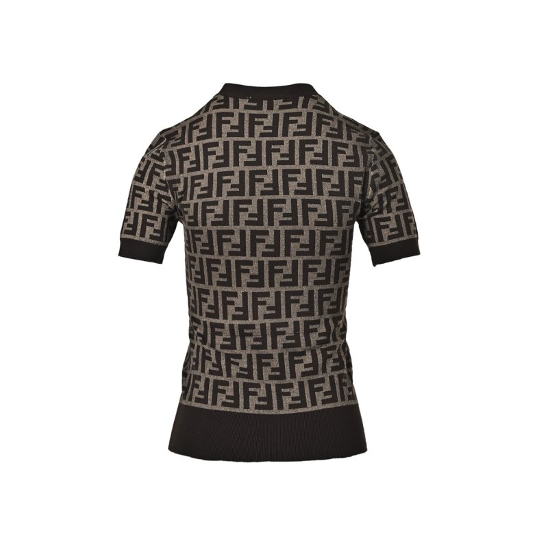 Monogram Pattern Short Sleeve T-Shirt Brown view