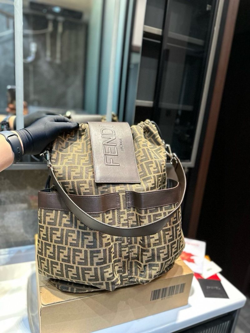 Fendi Zucca Drawstring Backpack Navy view