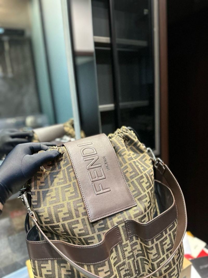 Fendi Zucca Drawstring Backpack Navy view