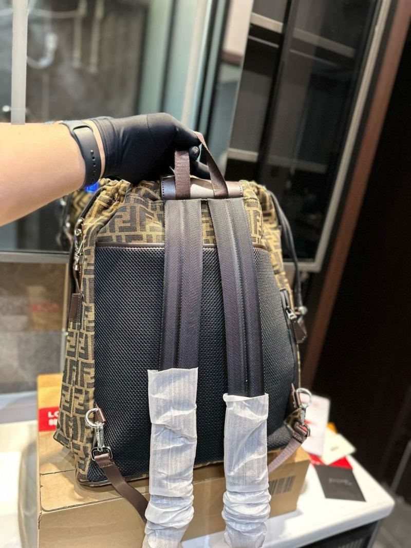 Fendi Zucca Drawstring Backpack Navy view