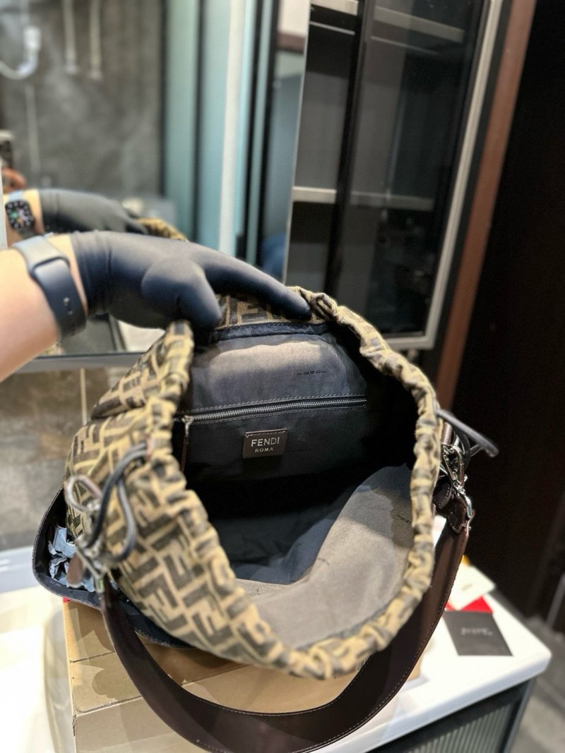 Fendi Zucca Drawstring Backpack Navy view