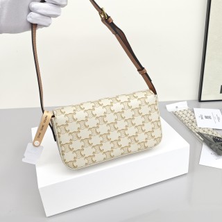 Celine Triomphe Shoulder Bag Cream view 3