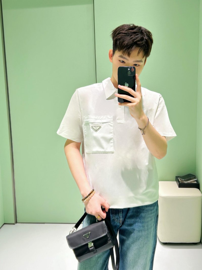 Prada White Short Sleeve Polo Shirt view