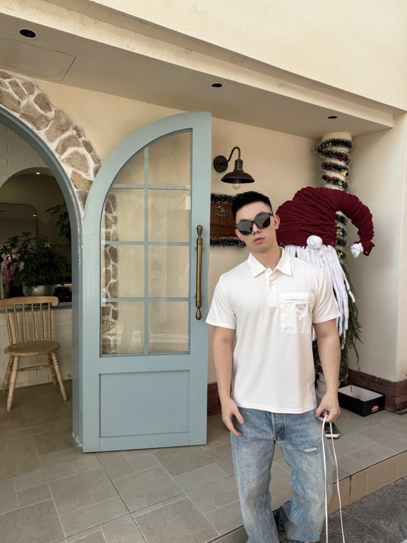 Prada White Short Sleeve Polo Shirt view