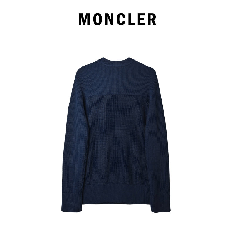 Moncler Navy Waffle Knit Crewneck Sweater view