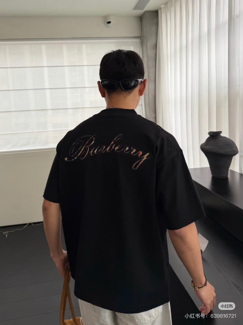 Burberry Black Logo Embroidered T-Shirt view