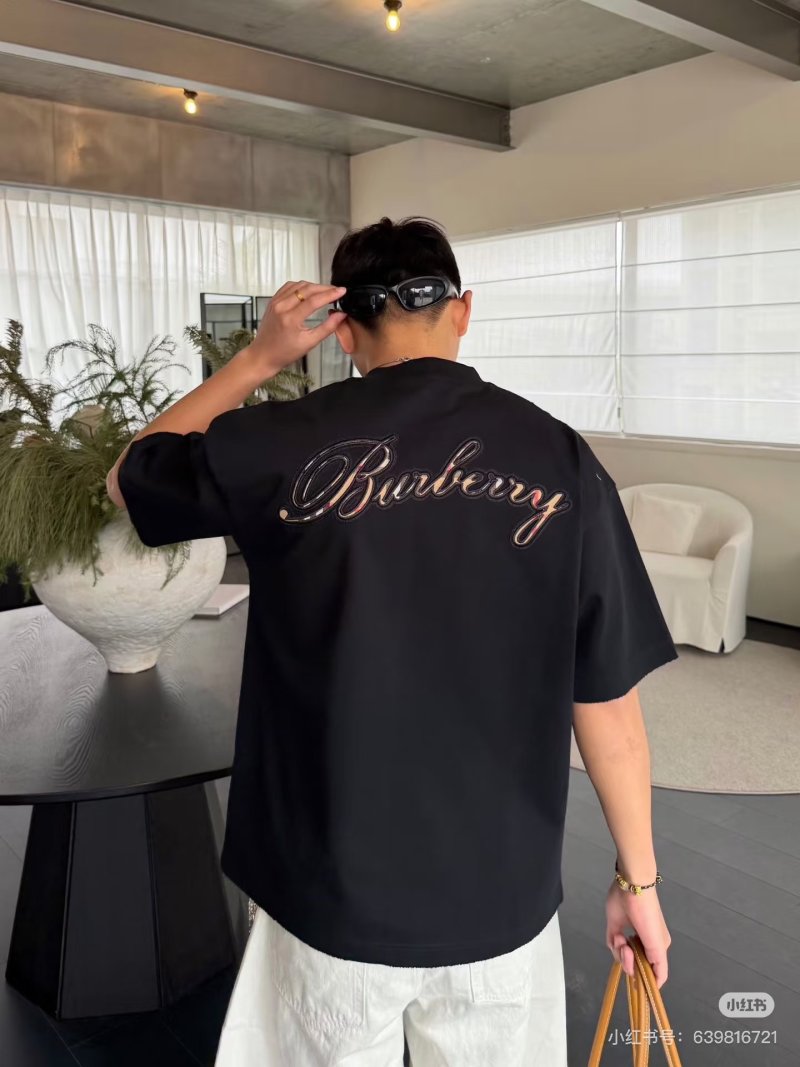 Burberry Black Logo Embroidered T-Shirt view