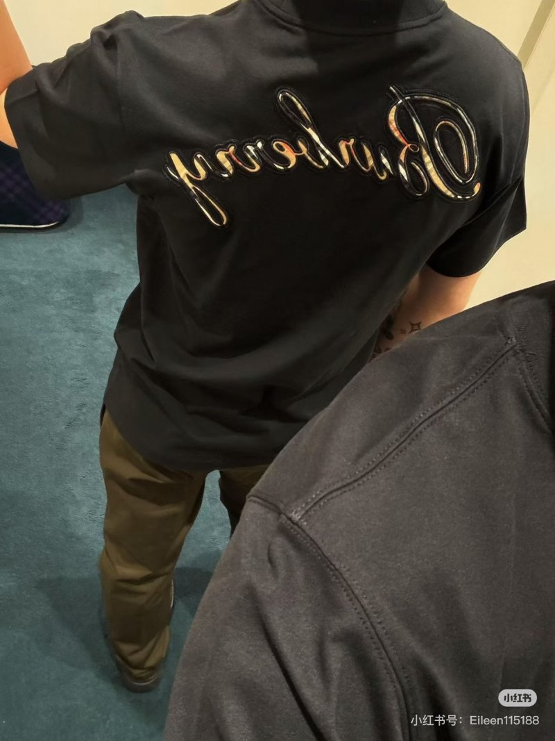 Burberry Black Logo Embroidered T-Shirt view