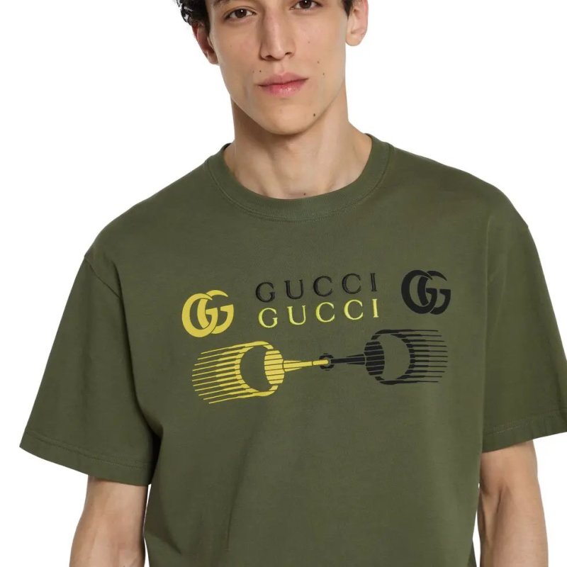 Gucci Logo Graphic Tee Olive Green view