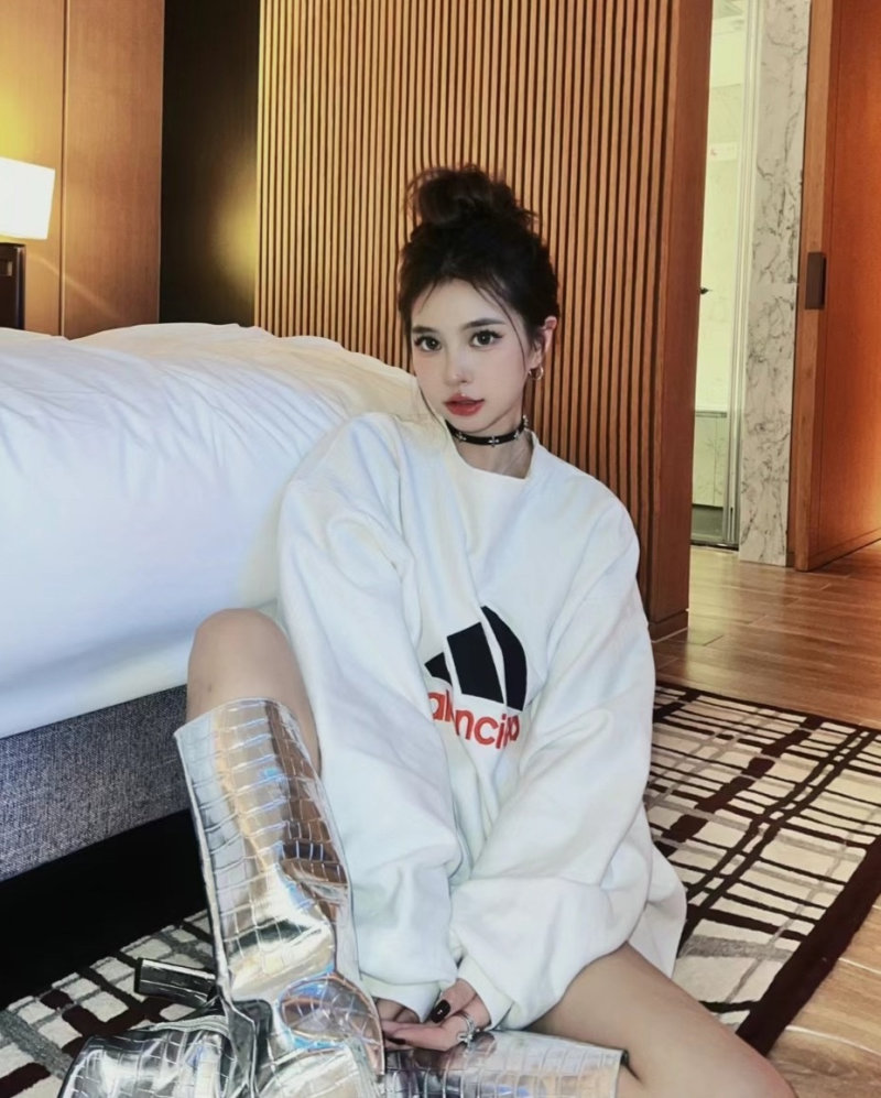 White Logo Graphic Hoodie