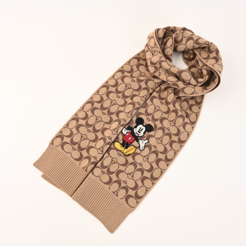 Coach Disney Mickey Mouse Double-Face Logo Scarf - Tan