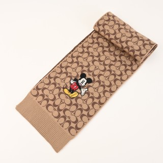 Coach Disney Mickey Mouse Double-Face Logo Scarf - Tan view 2