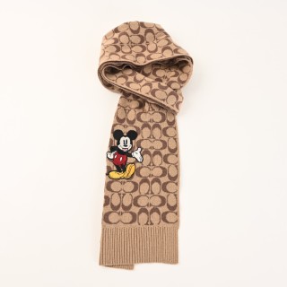 Coach Disney Mickey Mouse Double-Face Logo Scarf - Tan view 3