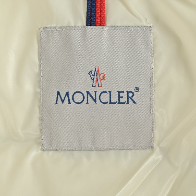 Moncler Cream Puffer Down Jacket with Fur Hood view