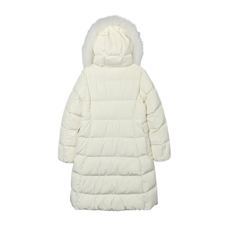 Moncler Cream Puffer Down Jacket with Fur Hood view