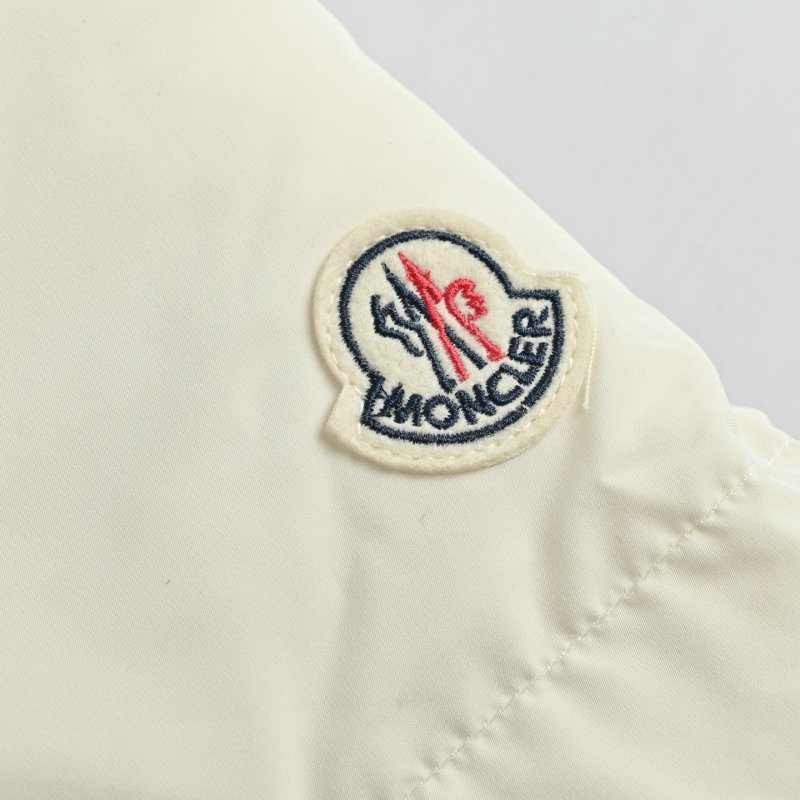 Moncler Cream Puffer Down Jacket with Fur Hood view