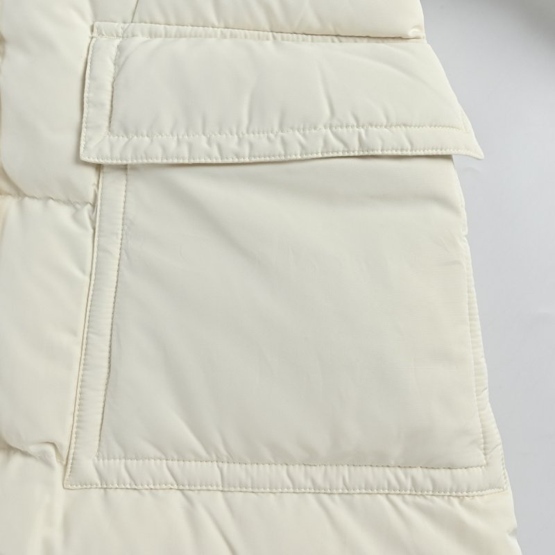 Moncler Cream Puffer Down Jacket with Fur Hood view