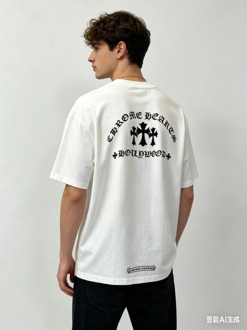 Chrome Hearts Black Cross White T-Shirt view